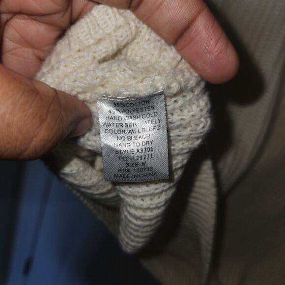 Umgee Woman's Fall Winter Sweater Cream Criss Cross Laced Tie Front Size M - Picture 6 of 6